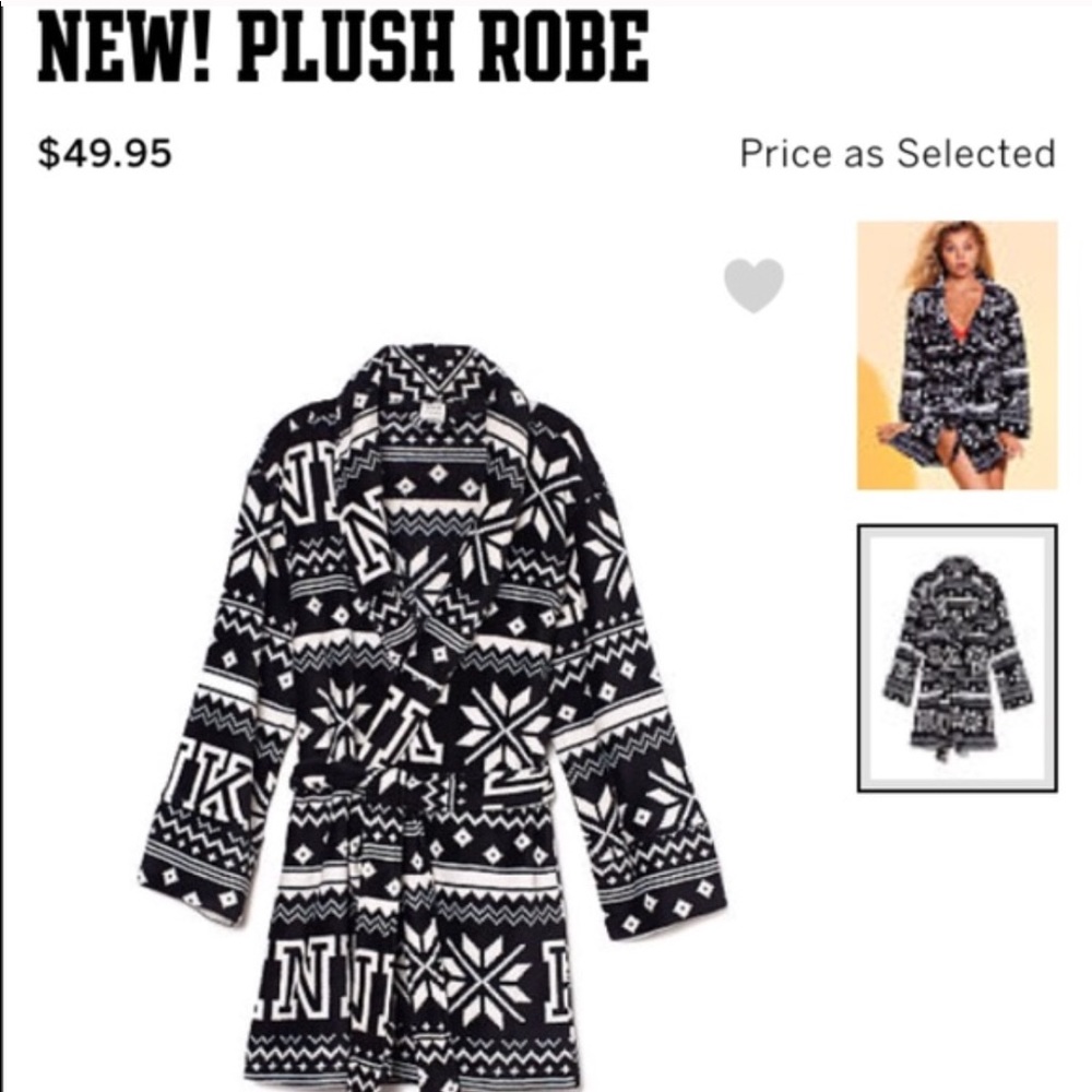 Used PINK black and white snowflake robe